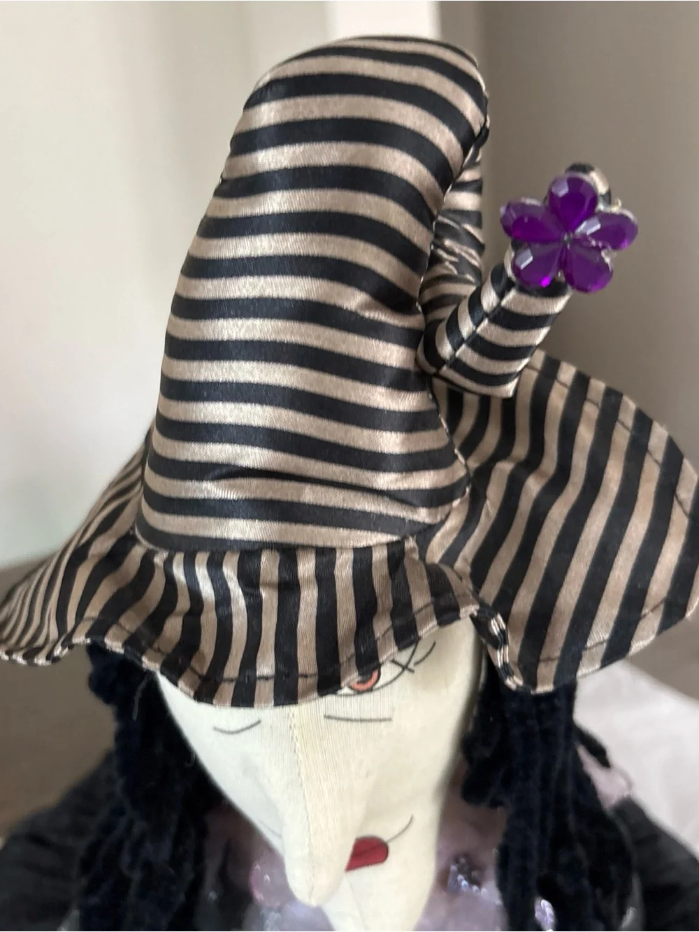 Large 22” WITCH Doll, Fabric, Halloween Decor, Sculpted Face